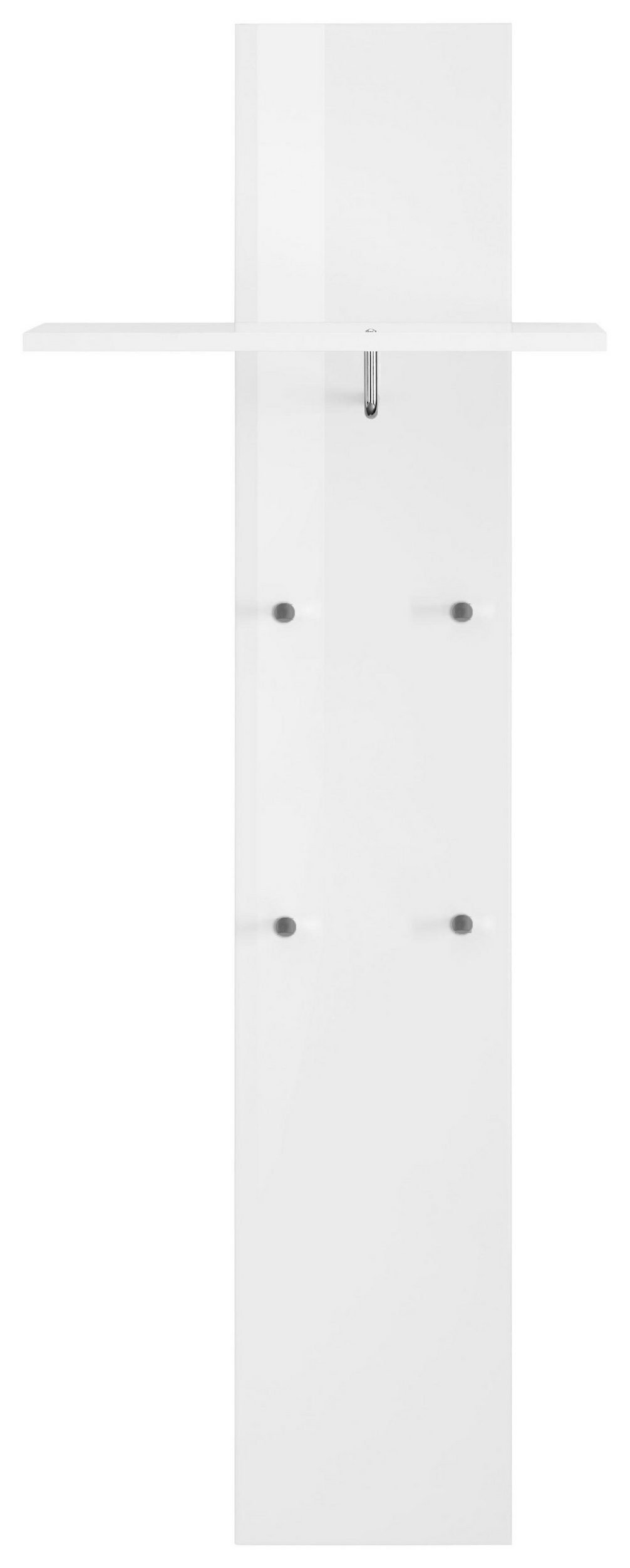 Appendiabiti da muro HADES bianco lucido a forma di croce con quattro ganci cromati, vista frontale #colore_Bianco Lucido