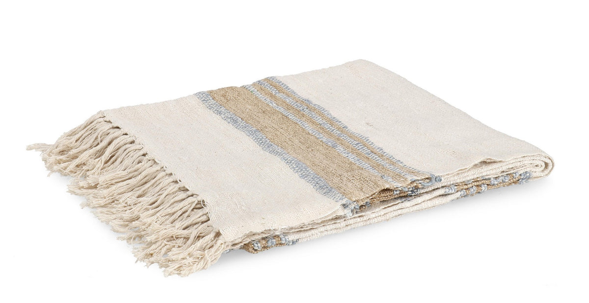 Coperta in Cotone e Velluto a Righe con Frange - KOTRI