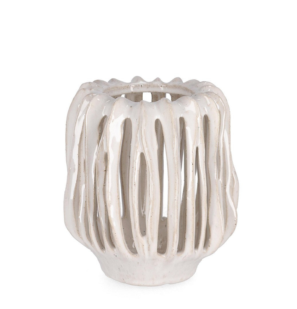 Portacandela in Ceramica Traforata Stile Organico - NAOKO