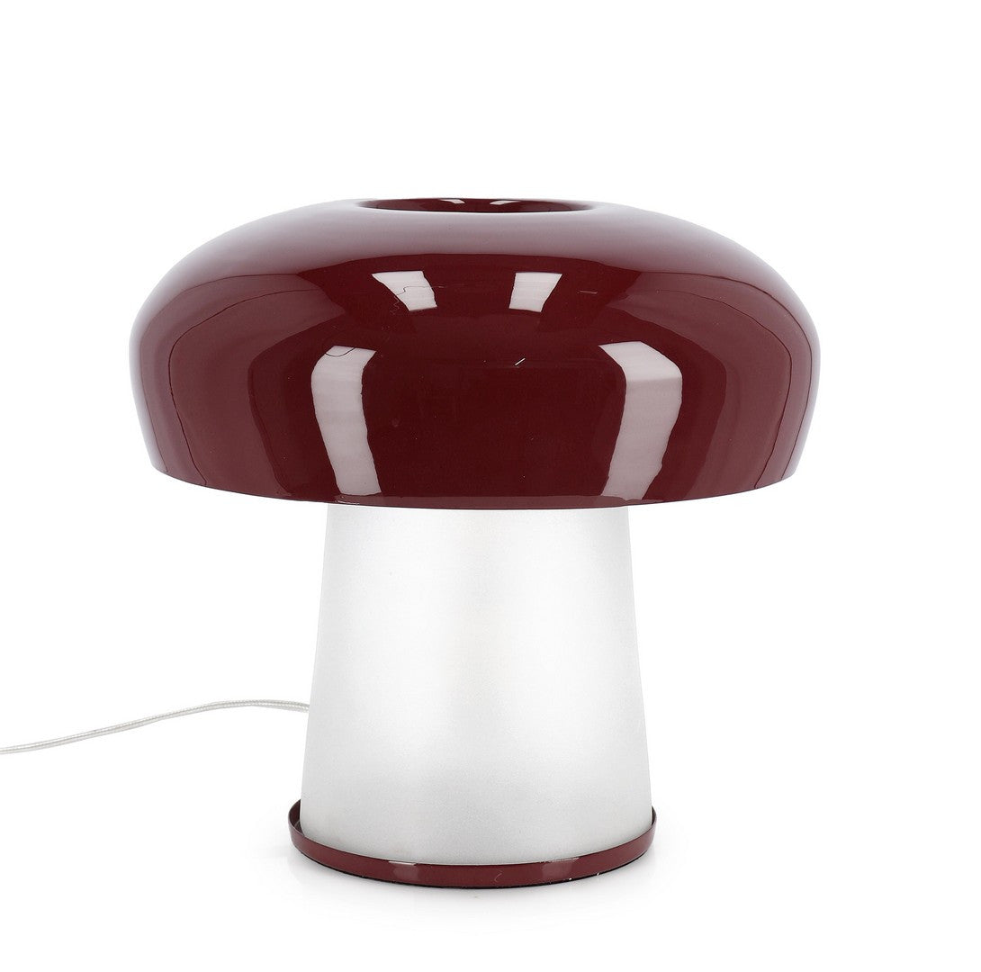 Lampada da Tavolo a Fungo in Metallo e Vetro Rossa H35 - CLEVELY
