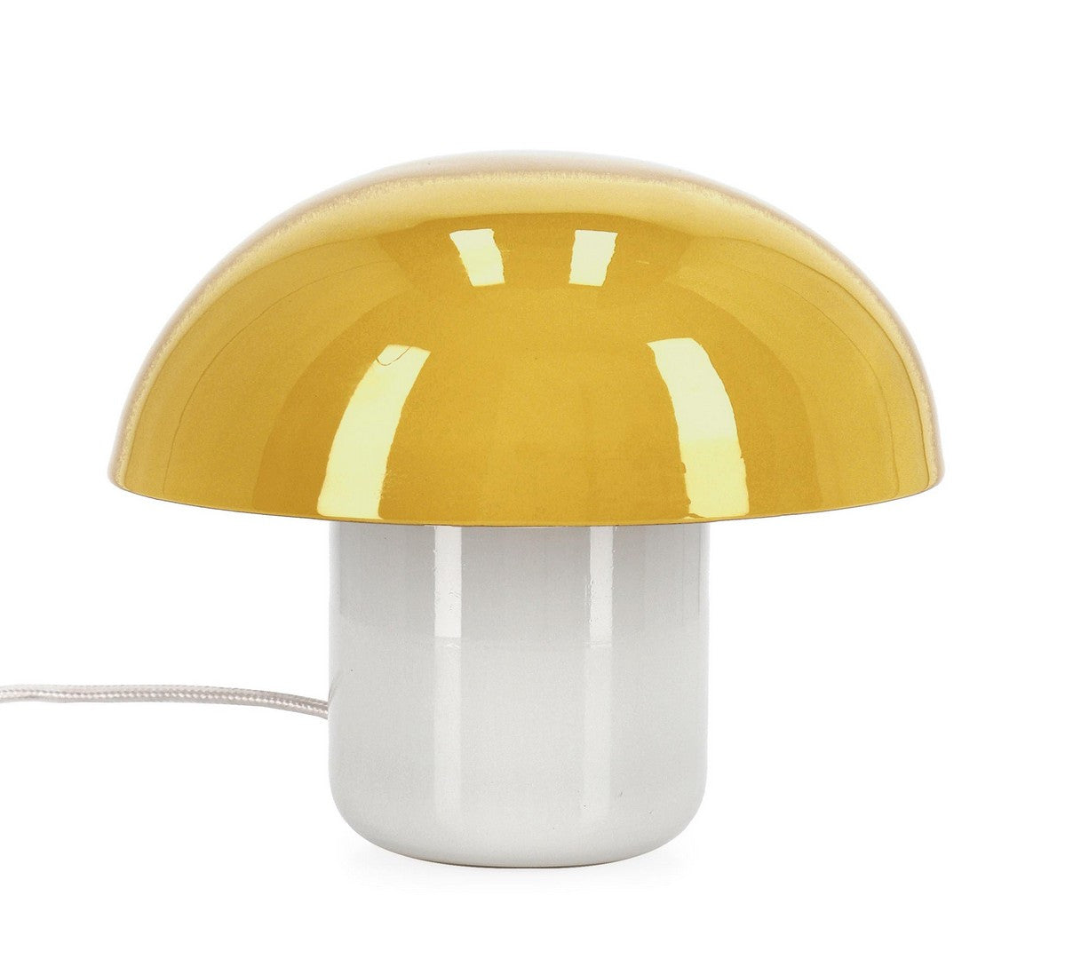 Lampada da Tavolo a Fungo in Metallo e Vetro Giallo H 25 cm - BRIDGES