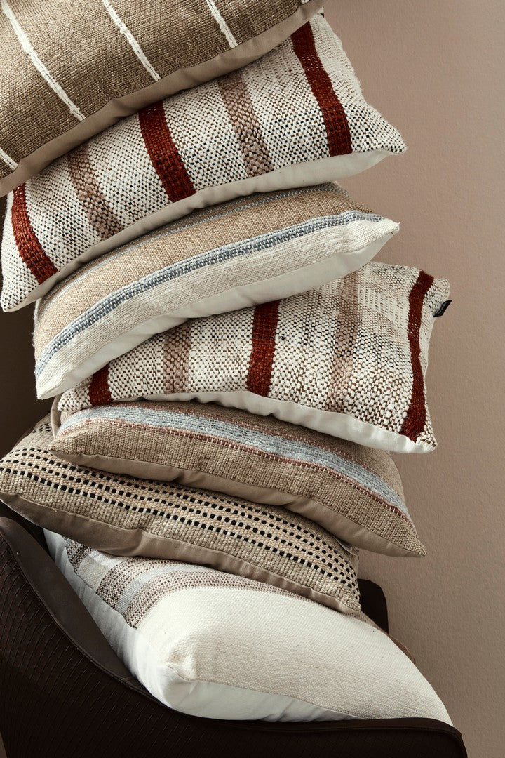 Cuscino Decorativo a Righe in Cotone e Velluto - MUHAR