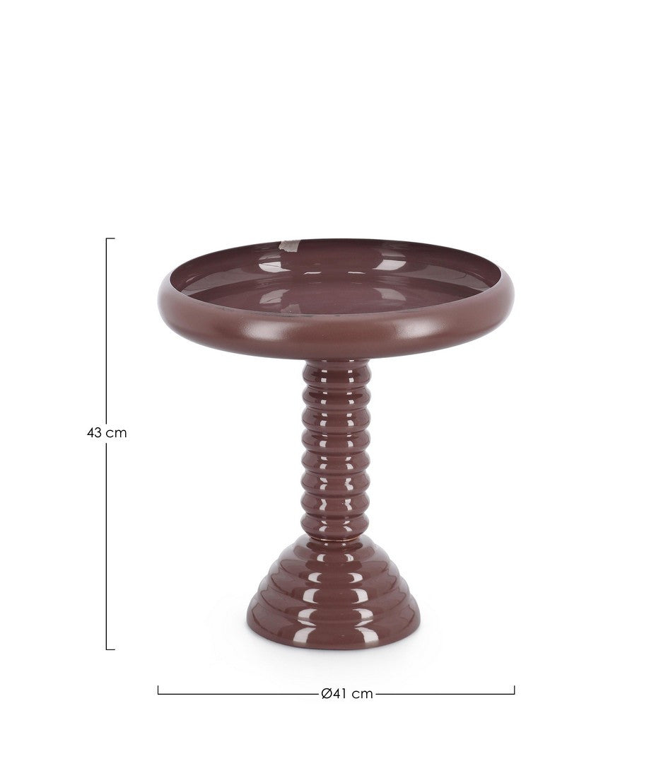 Tavolino Rotondo in Acciaio Smaltato con Base a Colonna Tortile Ø 41 cm Malva - ANGADA