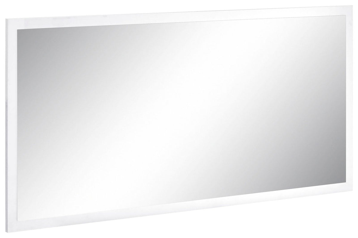 Specchiera ZENITH bianco ripresa di tre quarti, con spessore della cornice visibile sul lato sinistro