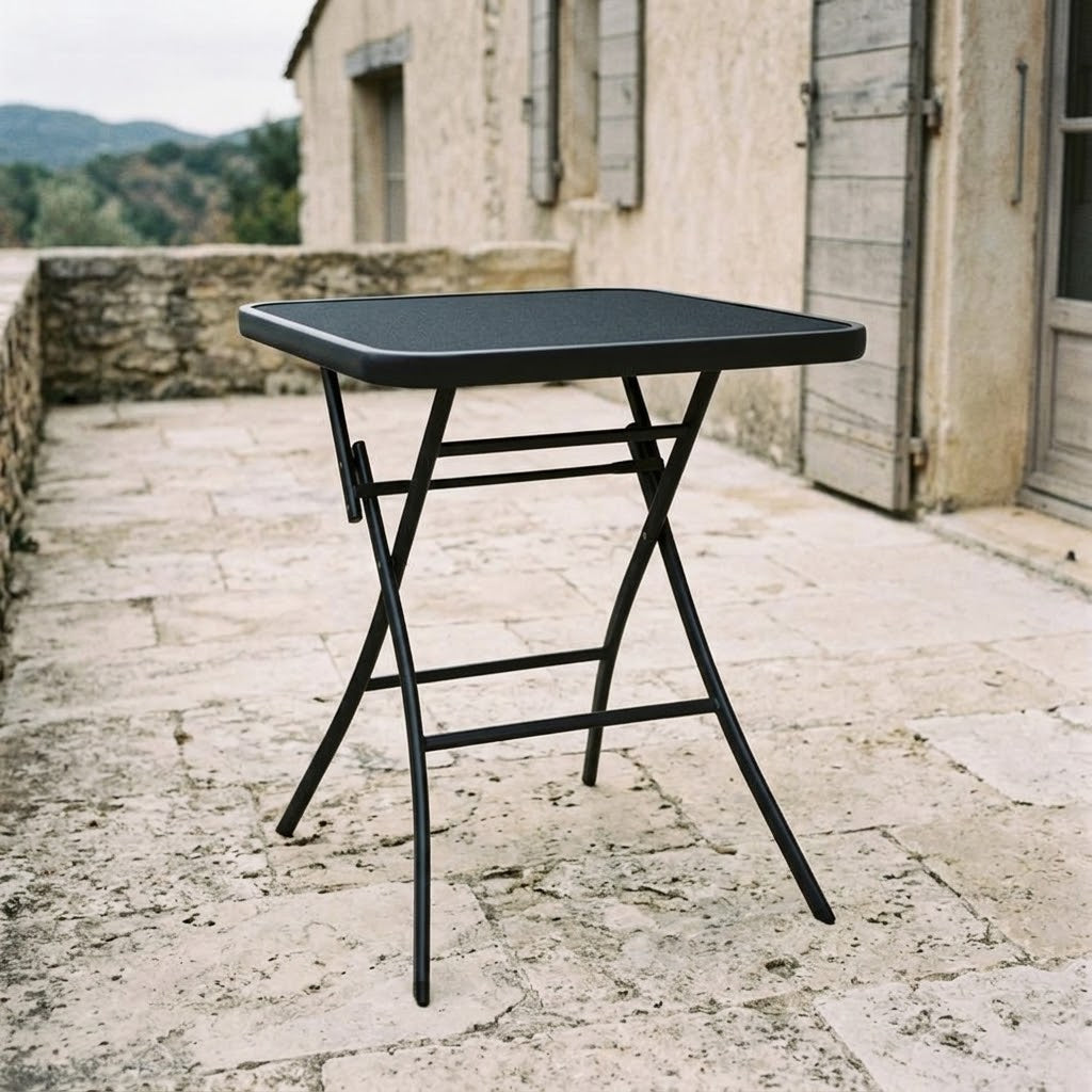 Tavolo Pieghevole Quadrato da Giardino in Acciaio e Vetro - ARTISTIC