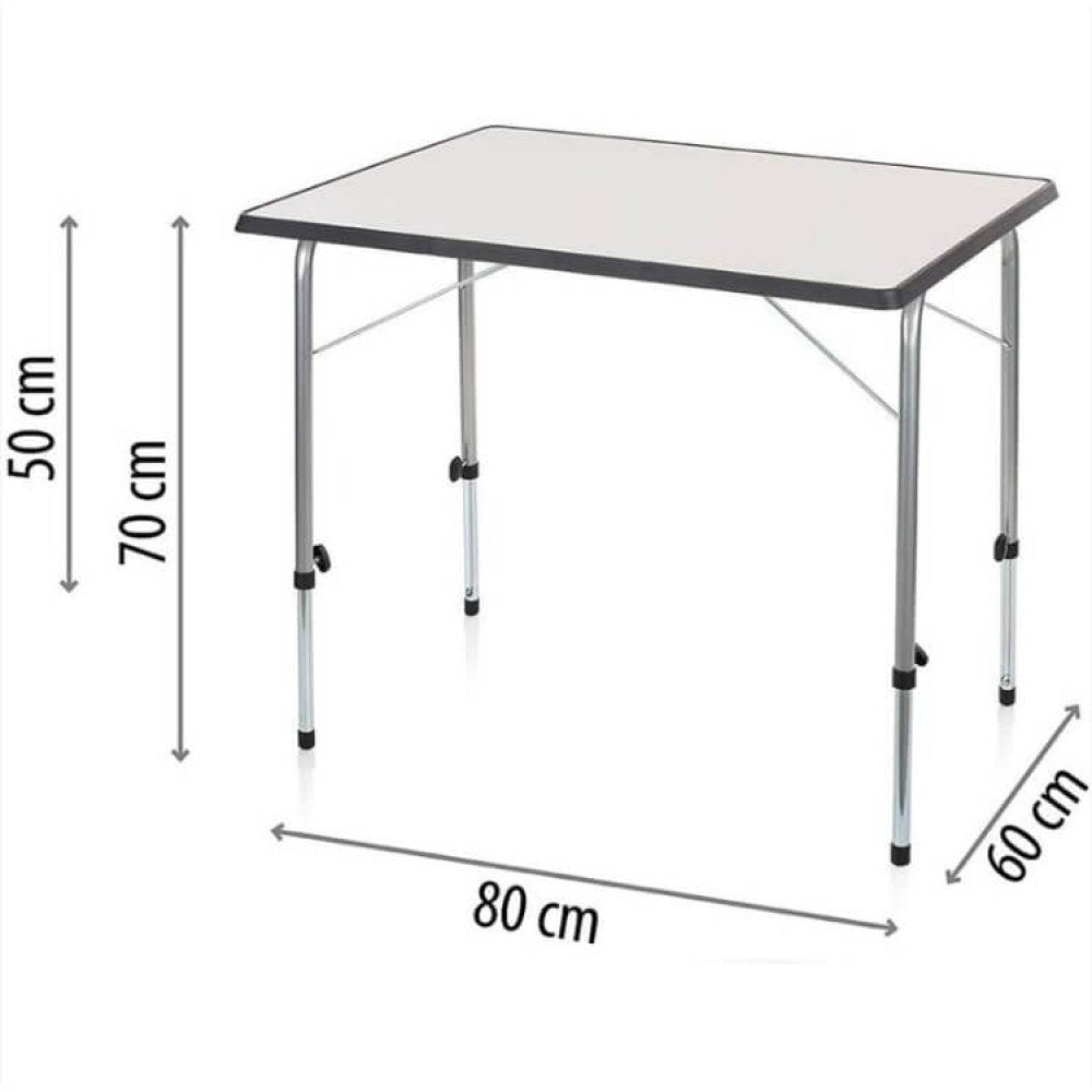 Tavolino pieghevole bianco con misure 80x60 cm e altezza 50-70 cm