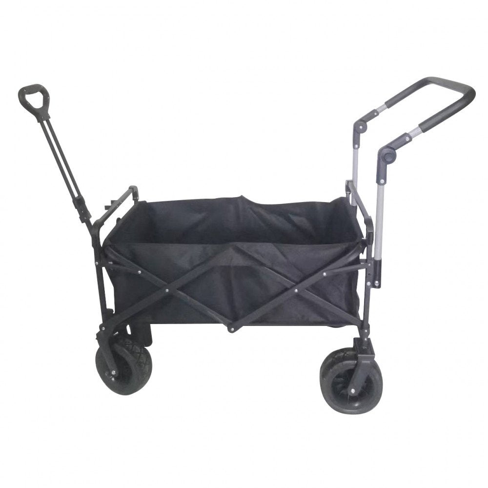 Carrello pieghevole ARTIC antracite aperto a tre quarti con crociera a X visibile