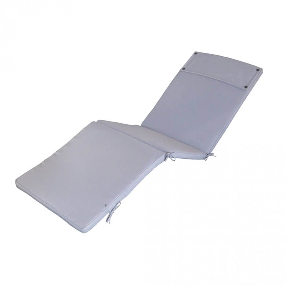 Cuscino da lettino grigio chiaro con zip e cordini laterali, vista tre quarti su sfondo bianco #colore_Grigio