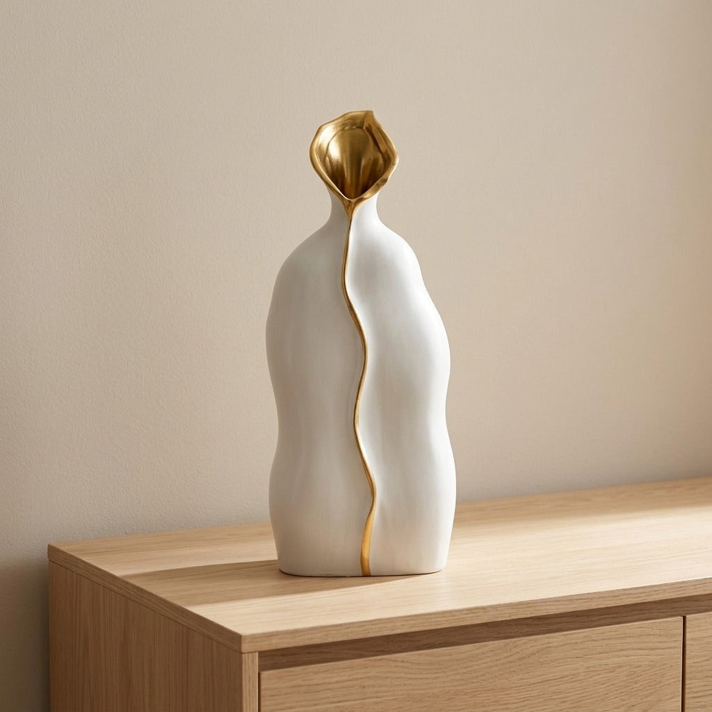 Vaso in Ceramica con Dettaglio Oro - UMA