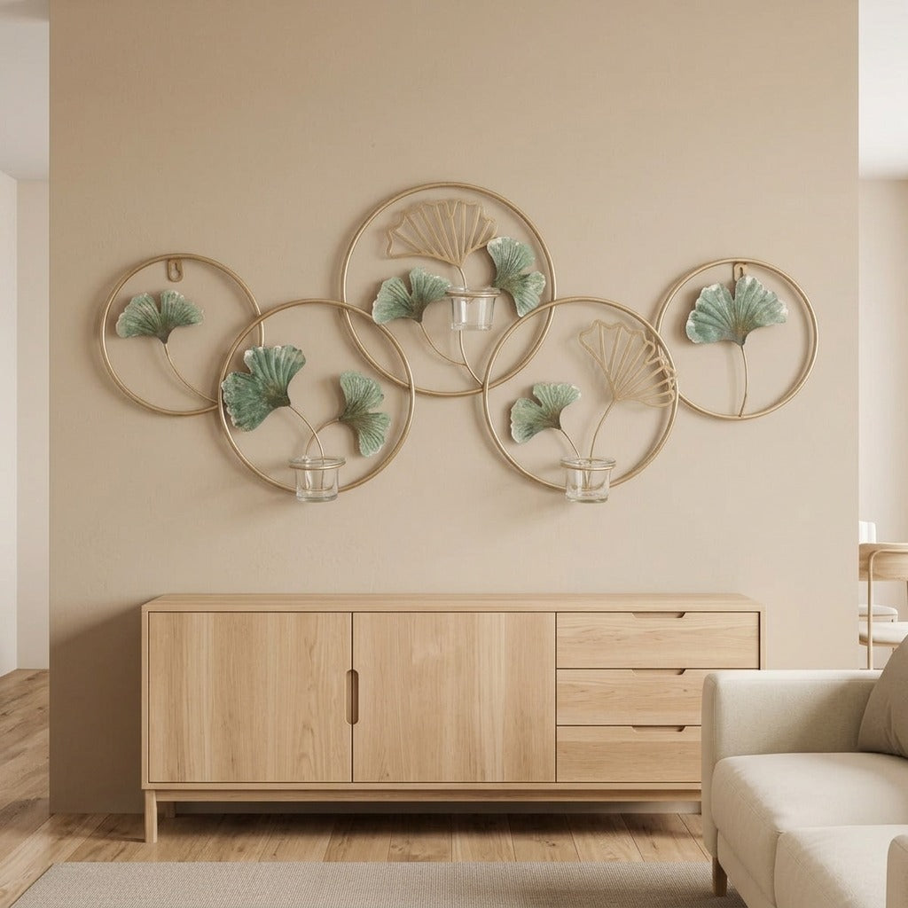 Pannello Decorativo da Parete con Portacandele in Acciaio - GREENERY