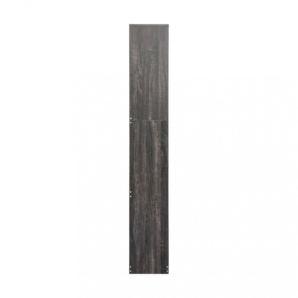 Pannello laterale della scarpiera PANDIA grigio scuro effetto legno su fondo bianco #colore_Grigio Scuro