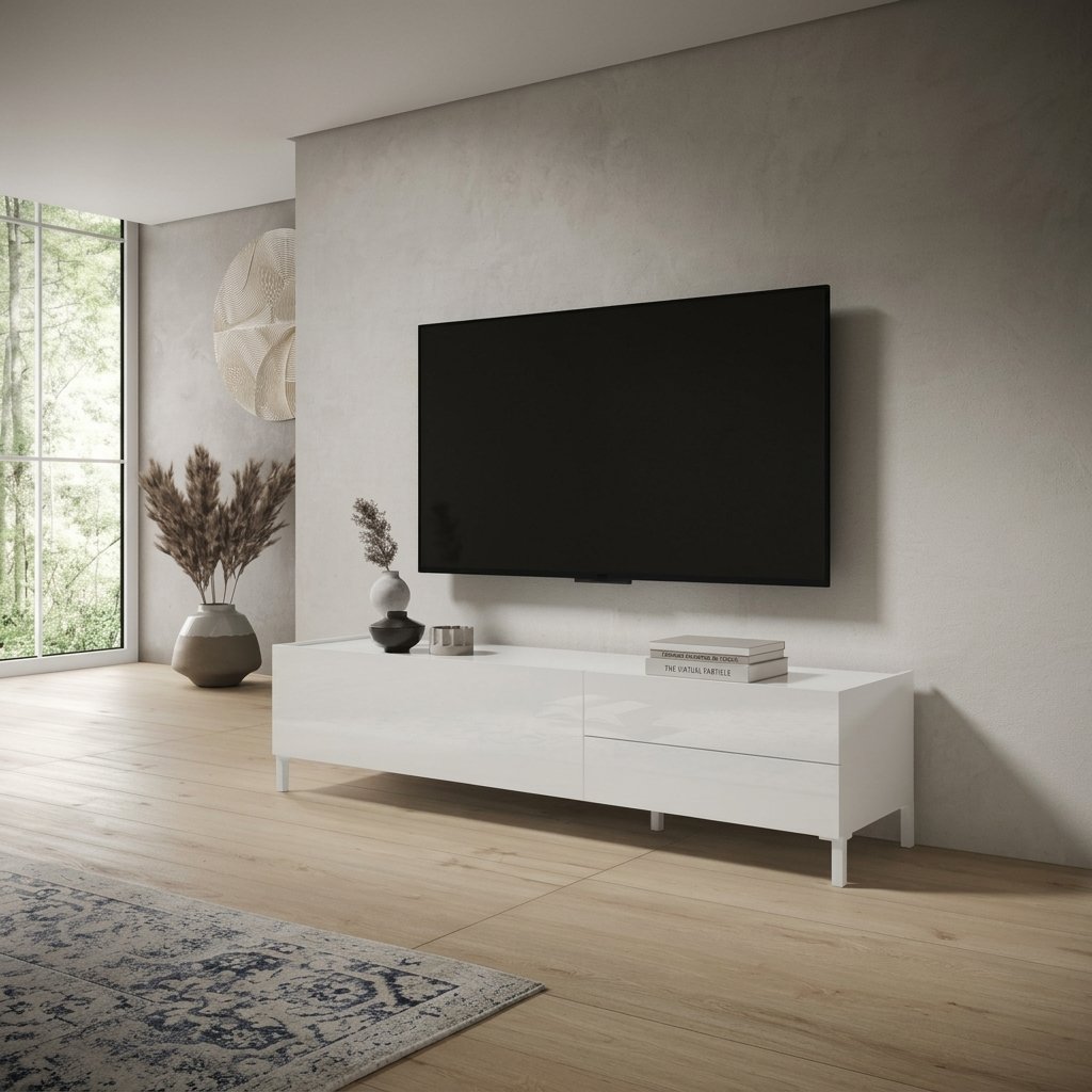 Porta TV 1 ribalta/2 cassetti 160x42x40 cm - SOLARIA