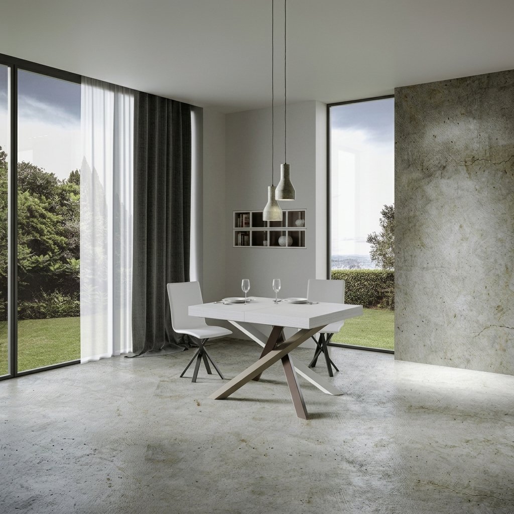 Tavolo da Pranzo Allungabile in Nobilitato e Acciaio - VOLANTIS PREMIUM