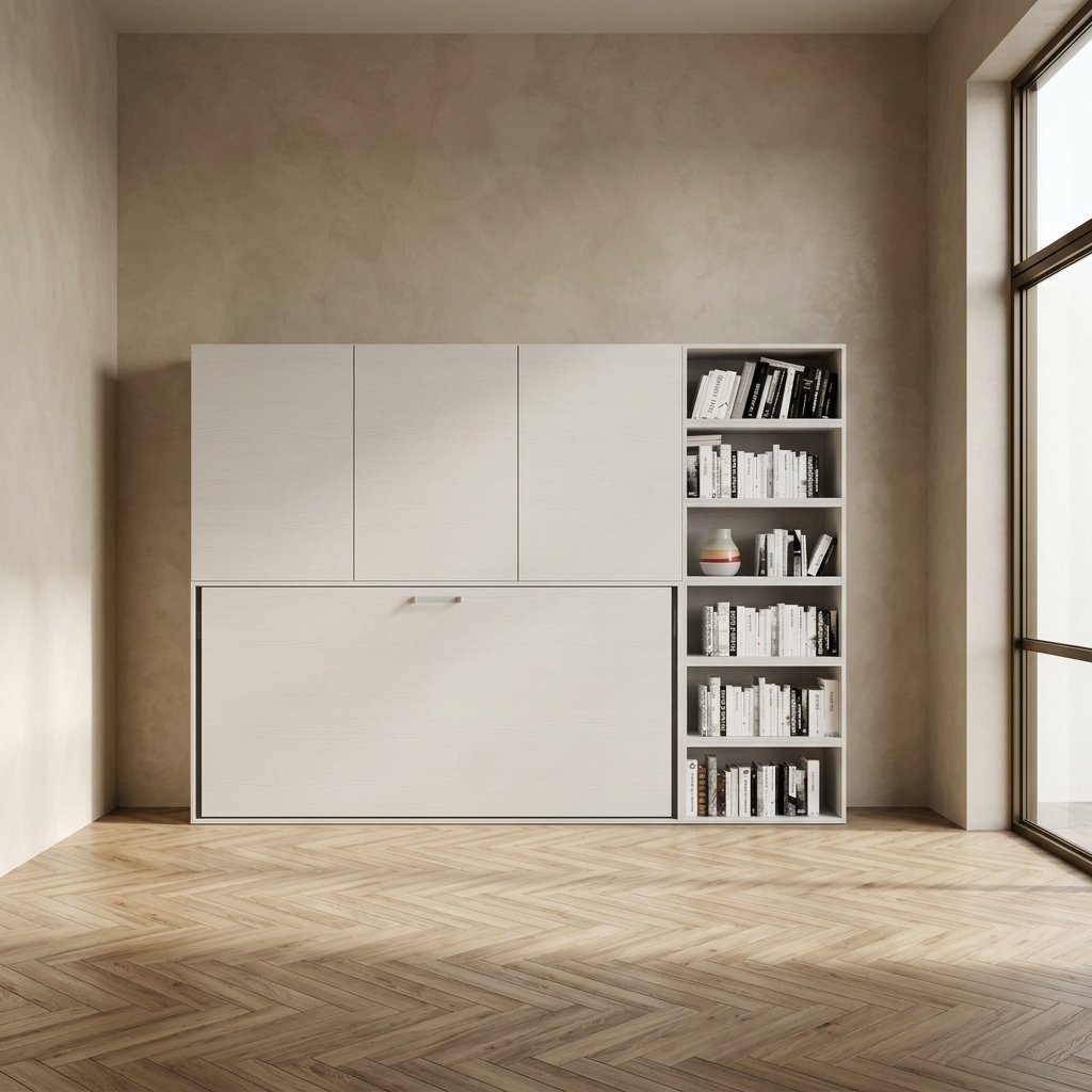 Letto Singolo a Scomparsa Orizzontale con Armadio Composizione G, L 266,5 cm - KANDO