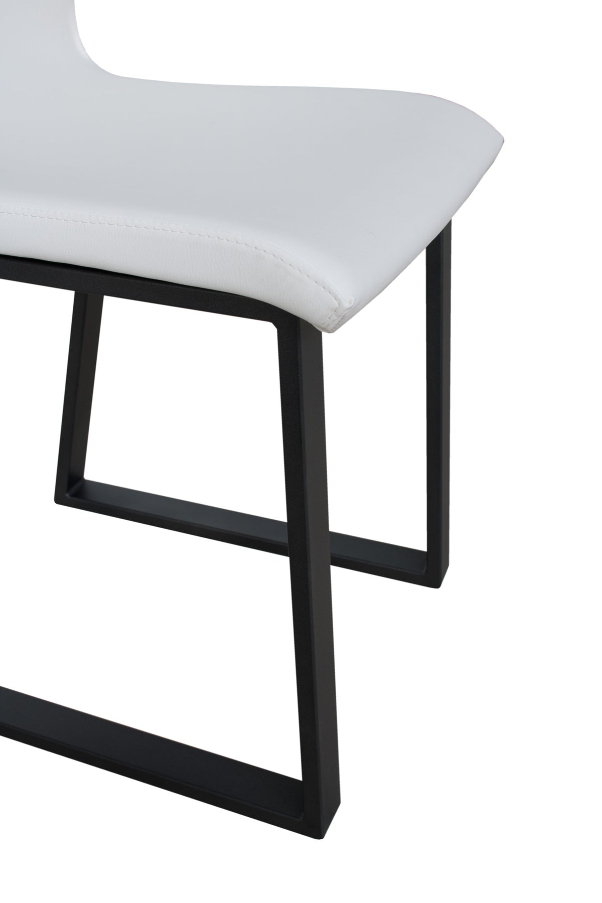 Sedia BAFFY bianca vista di lato dal basso, struttura a slitta in metallo antracite #colore_Bianco