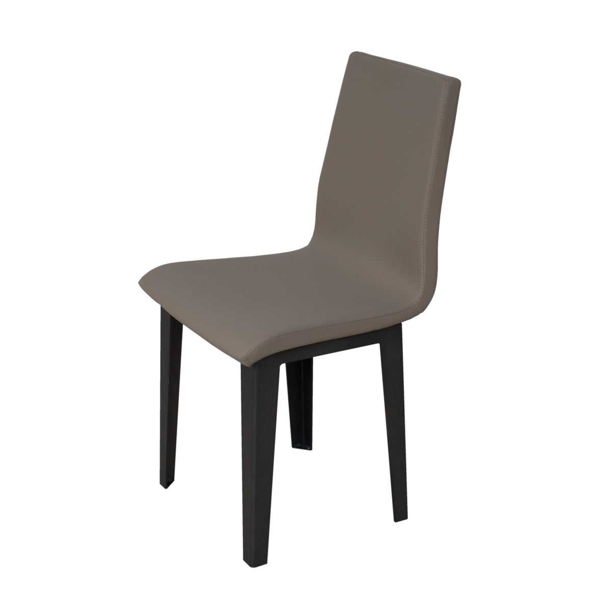 Sedia ARMIDA tortora su fondo bianco, vista di tre quarti con gambe antracite #colore_Tortora