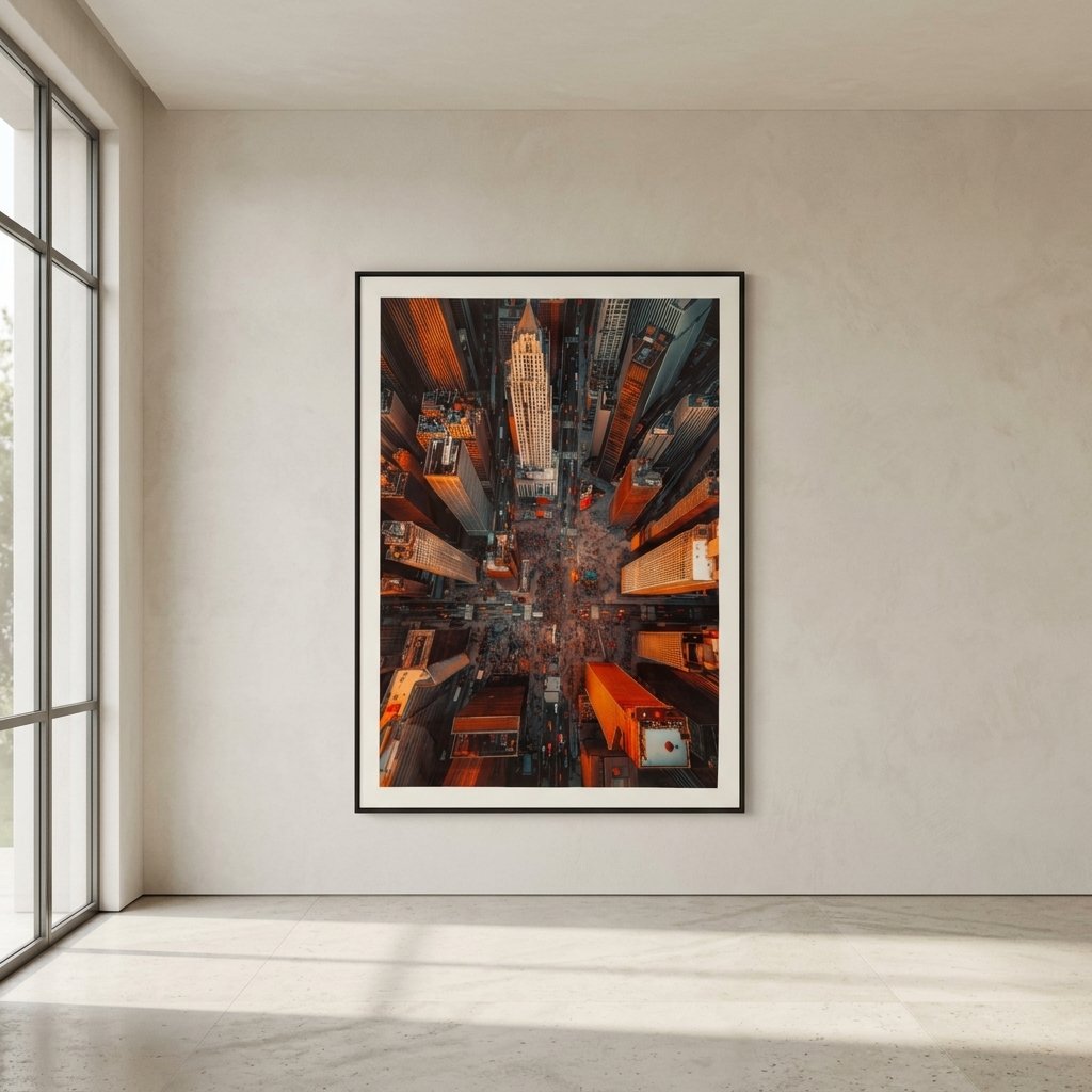 Quadro Stampa su Tela Laccata con Cornice in Legno - NEW YORK