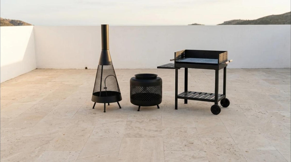 Barbecue OYAT: braciere a legna di design con portalegna - idee con prodotti Kery