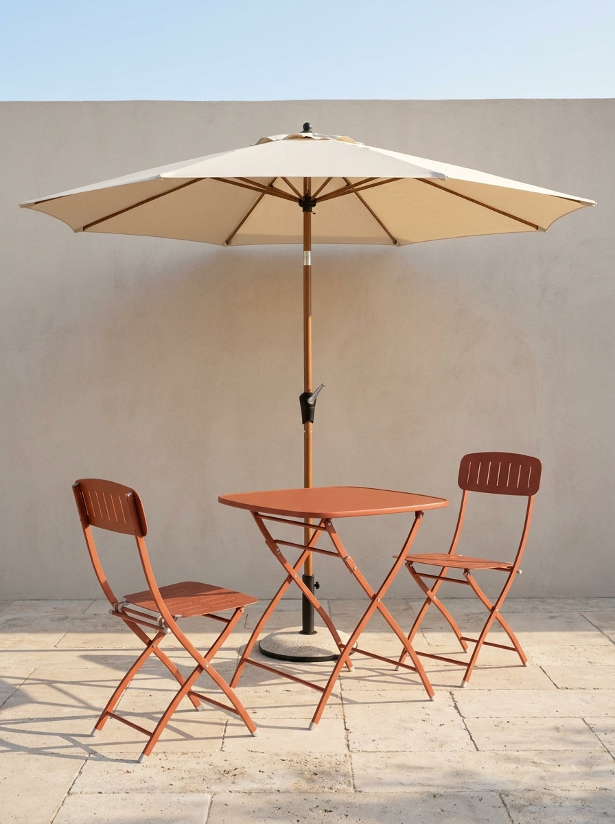 Terrazza con set bistrot BISTROT terracotta e ombrellone PALINURO