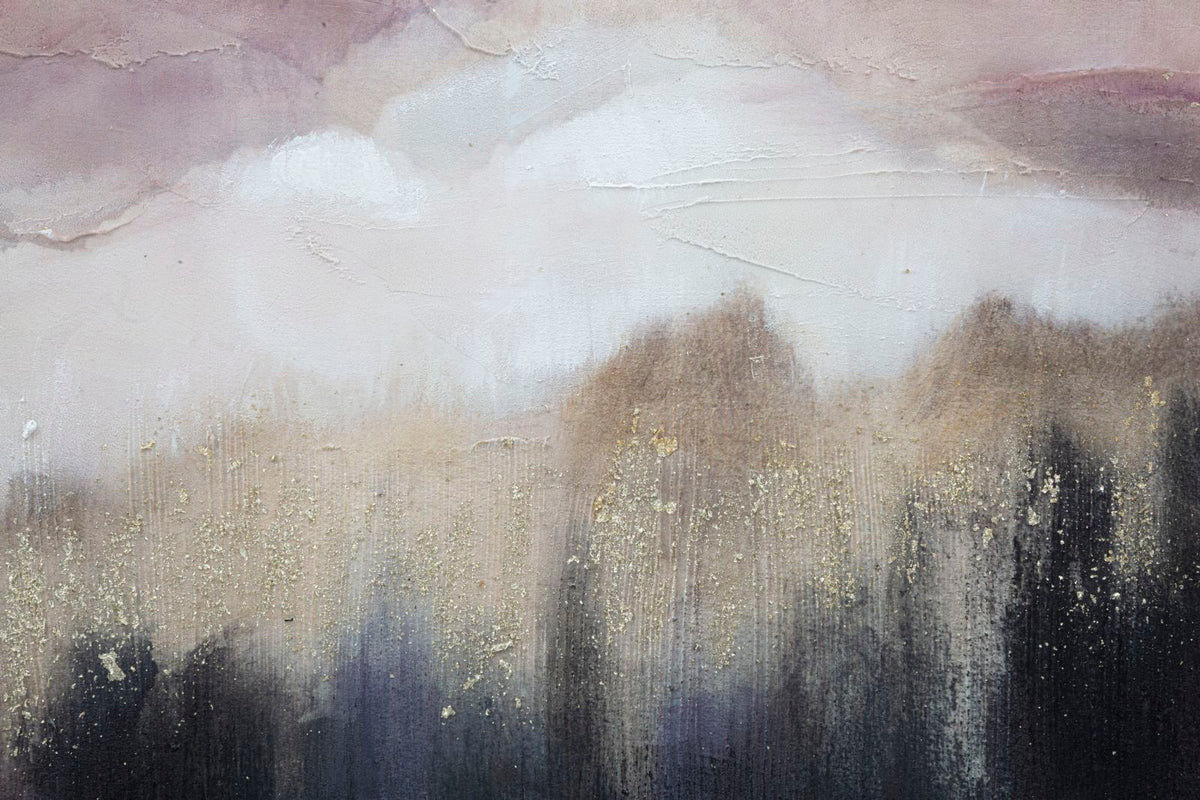 Dipinto su Tela Montagna 80x60 cm Stile Impressionista - PINK MOUNTAIN