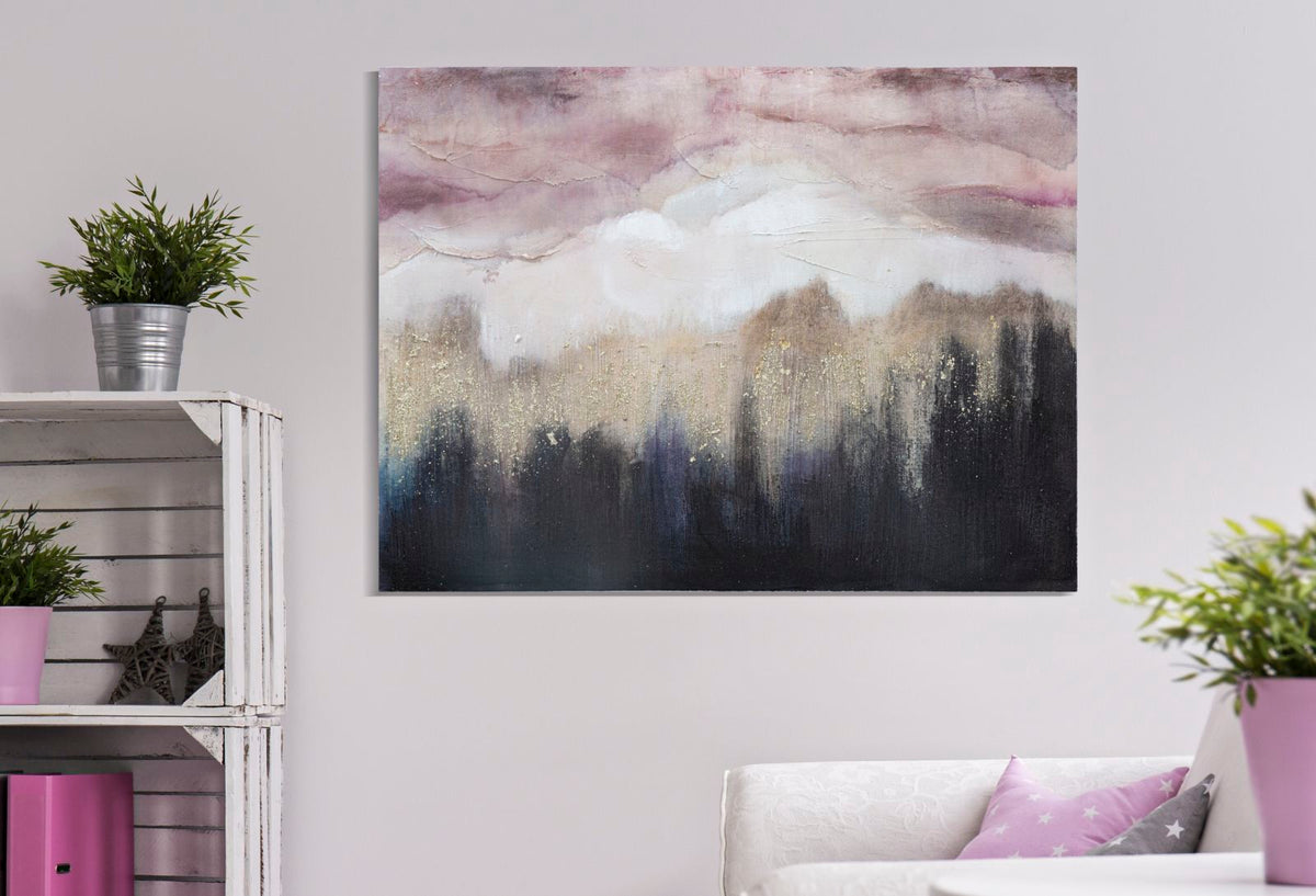 Dipinto su Tela Montagna 80x60 cm Stile Impressionista - PINK MOUNTAIN