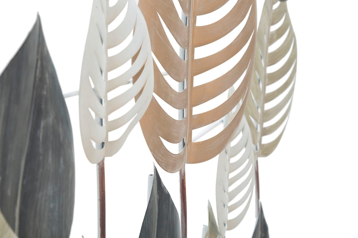 Pannello decorativo 3D in ferro con motivo foglie naturale - OTIP