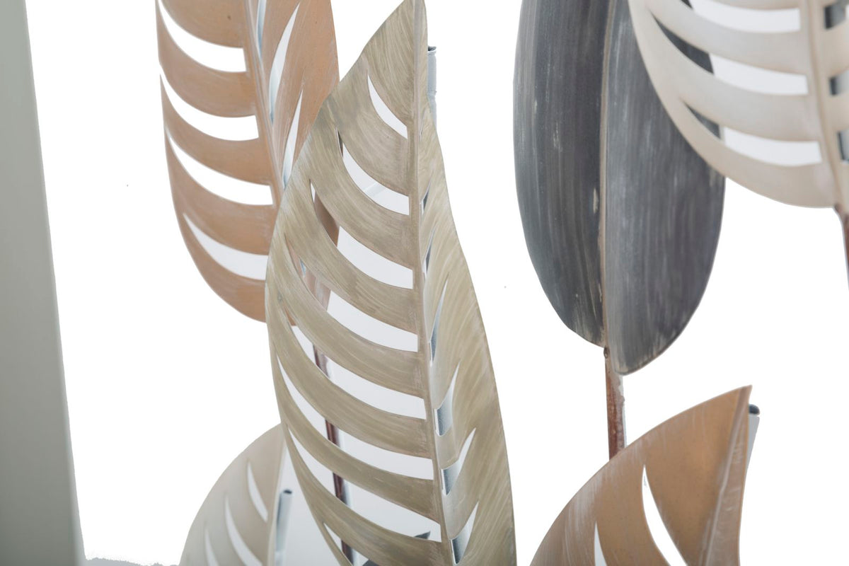 Pannello decorativo 3D in ferro con motivo foglie naturale - OTIP