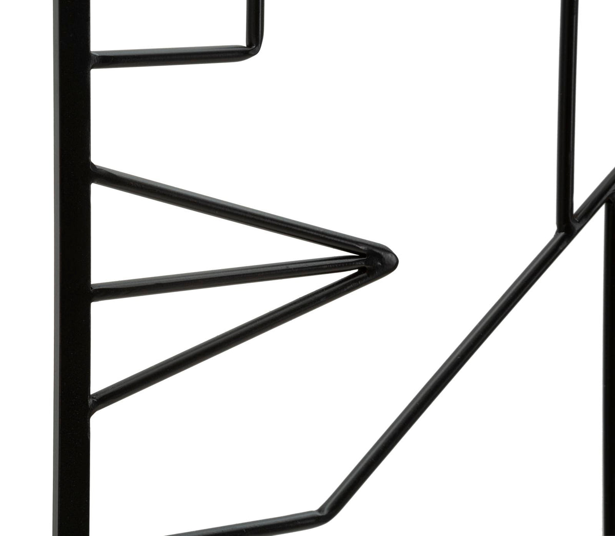 Dettaglio delle saldature dei tondini in ferro nero del pannello decorativo TRIBAL SIMPLY
