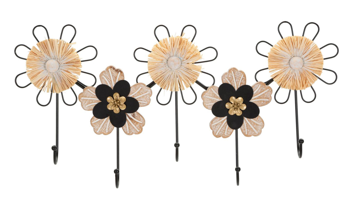 appendiabiti_da_parete_in_ferro_e_legno_con_raffia_5_ganci_floreali__raffia