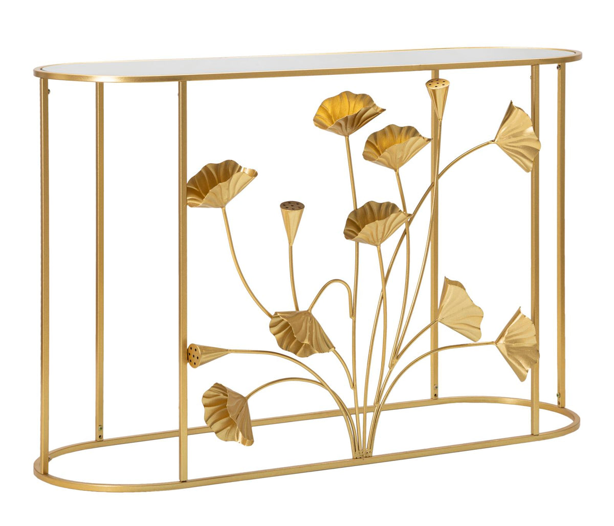 console_in_metallo_dorato_con_decori_floreali_e_piano_in_vetro_specchio__flow