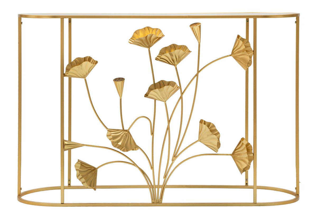 console_in_metallo_dorato_con_decori_floreali_e_piano_in_vetro_specchio__flow