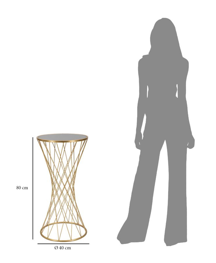 Tavolino TOWER NEW oro di 80 cm di altezza e 40 cm di diametro, vista frontale #dimensione_Ø40 H80