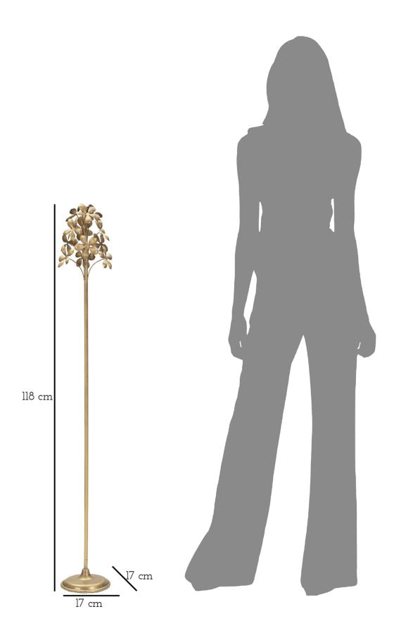 Portacandele FLOWY oro con misure: altezza 118 cm, base 17 per 17 cm #dimensione_17x118