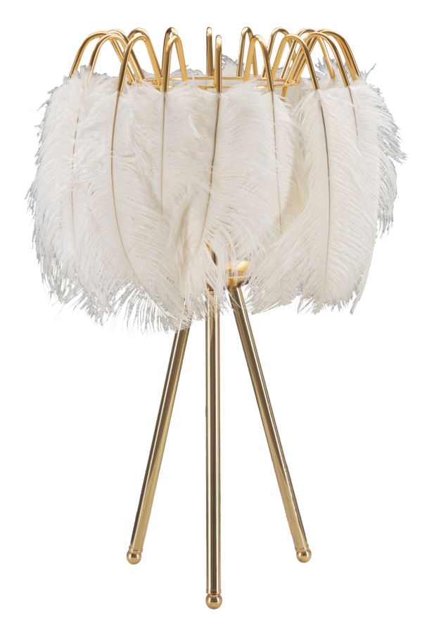 lampada_da_tavolo_dorata_con_paralume_in_piume_bianche__feather_stand