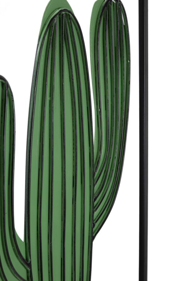 Dettaglio ravvicinato delle coste incise del cactus in metallo verde CACTUS SET