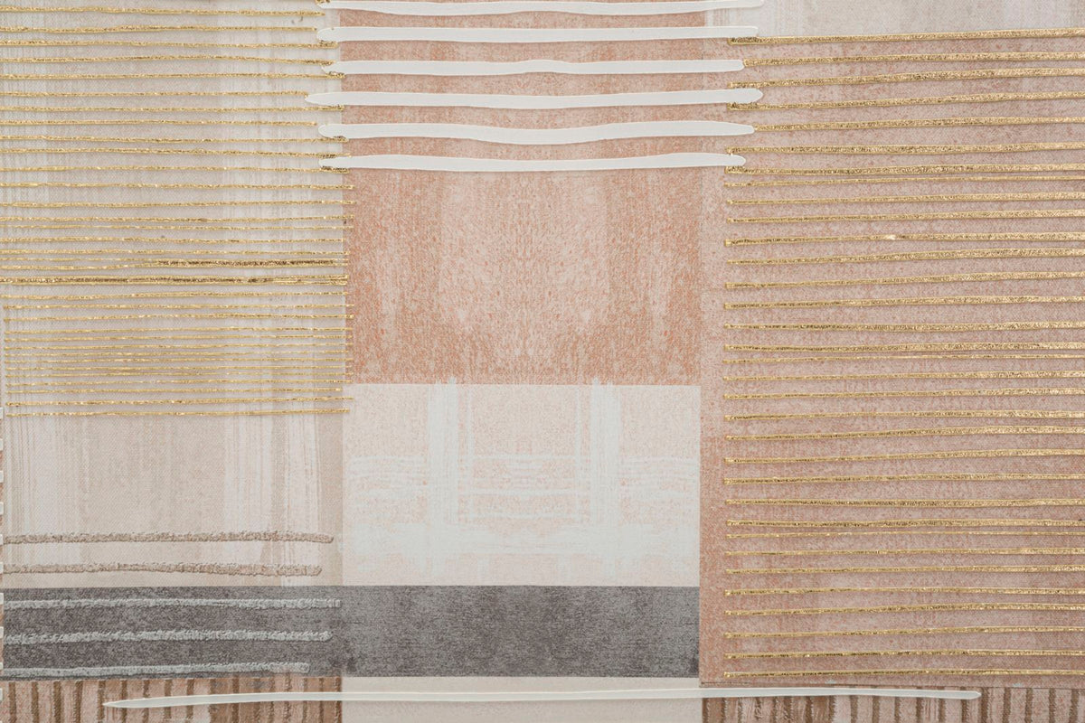 Dettaglio della stampa LIGNES con righe beige, bianche e dorate #colore_Multicolore