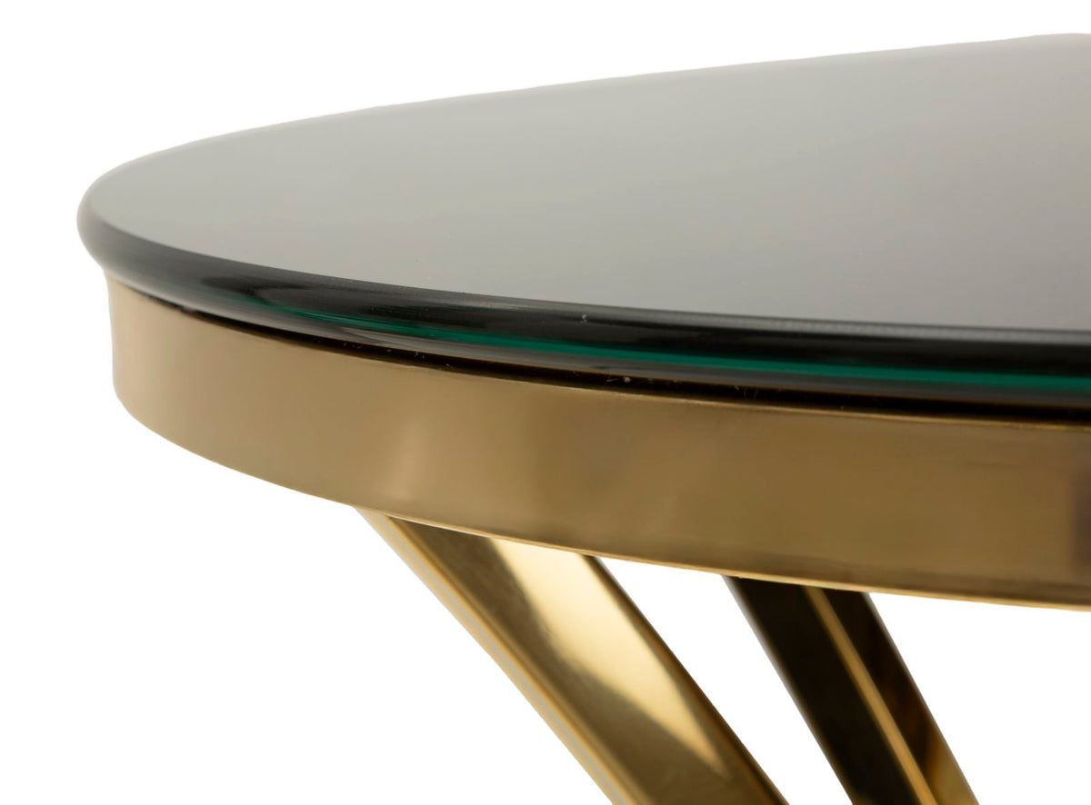 Bordo del piano fumé del tavolino SHANTY oro con fascia in ottone #dimensione_Ø50 H92 cm