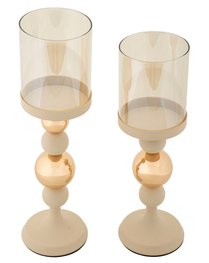 set_2_portacandele_in_vetro_fum_e_ceramica_scultoreo__glassy