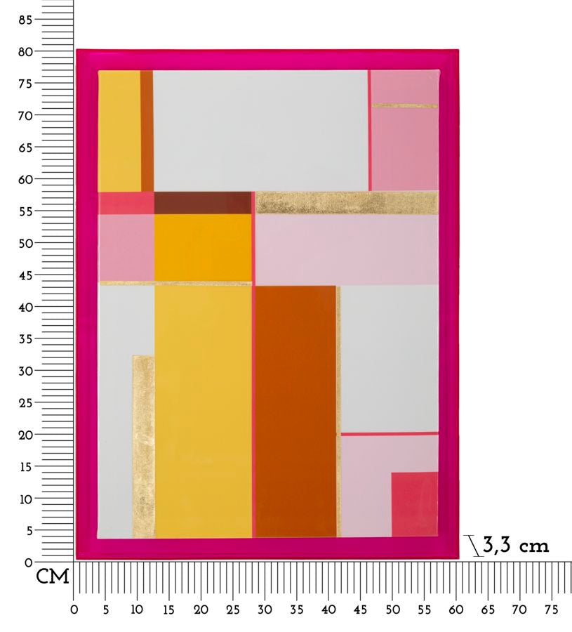 Quadro ACRYLIC con cornice fucsia di spessore 3,3 cm, vista frontale intera con righello #colore_Fucsia