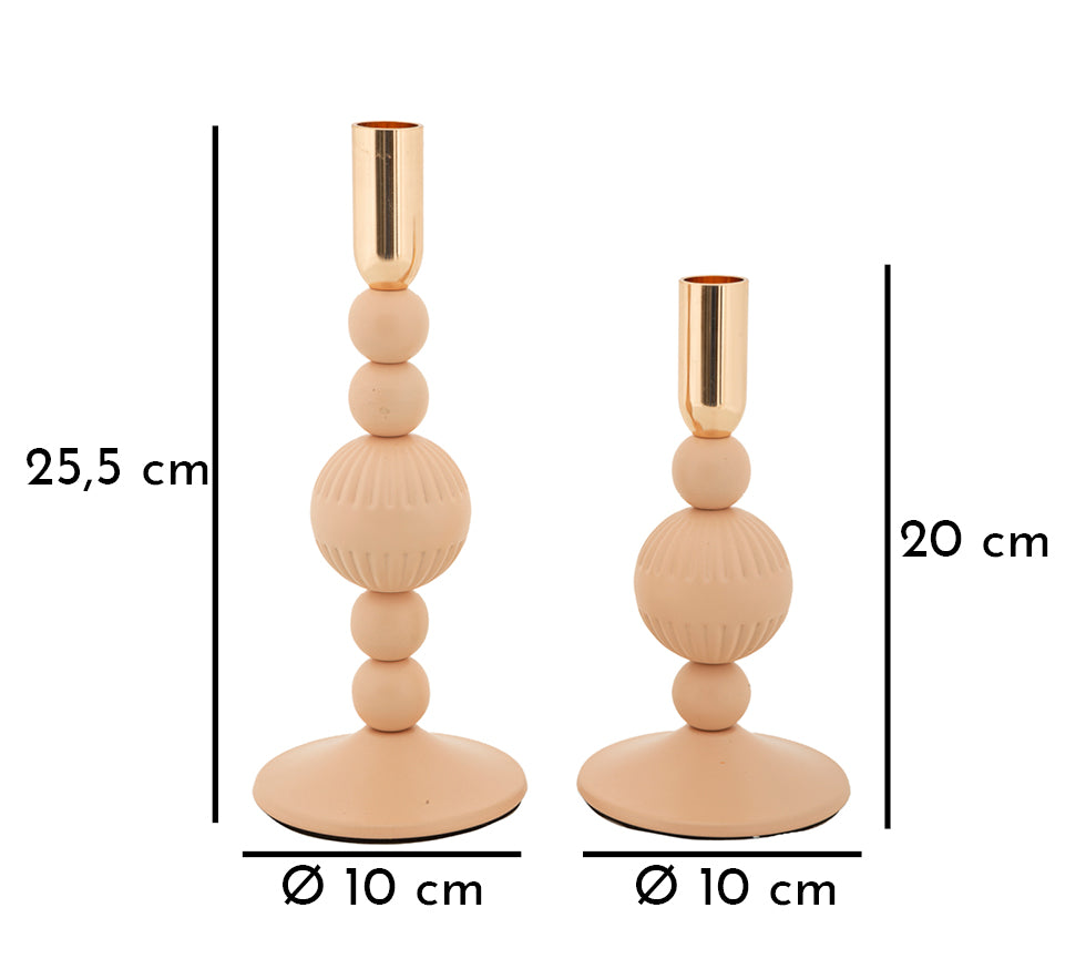 Portacandele ASTER rosa con misure: altezza 25,5 cm e 20 cm, diametro base 10 cm #colore_Rosa