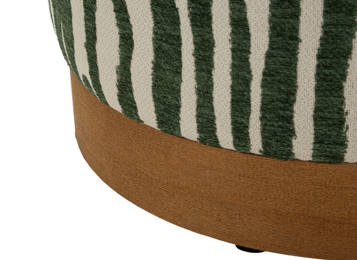 Dettaglio della base in legno e del piedino del pouf SAVANA verde #colore_Verde