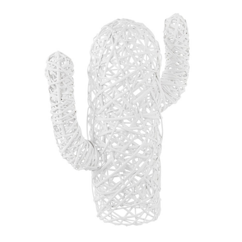 Set di 4 Cactus Decorativi in Vimini Bianco Altezza 55 cm - MIRDOR