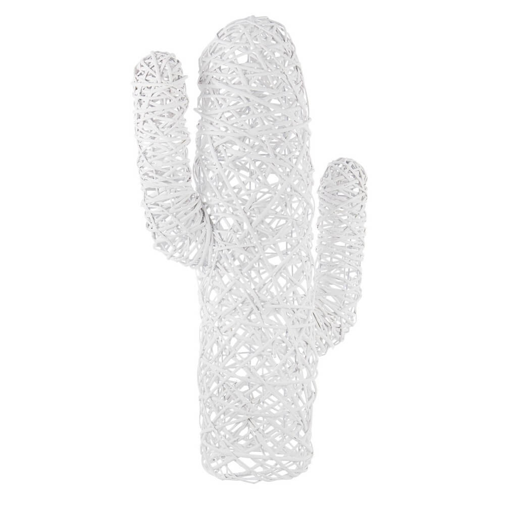 Set di 4 Cactus Decorativo in Vimini Bianco Alto 88 cm - NELARA