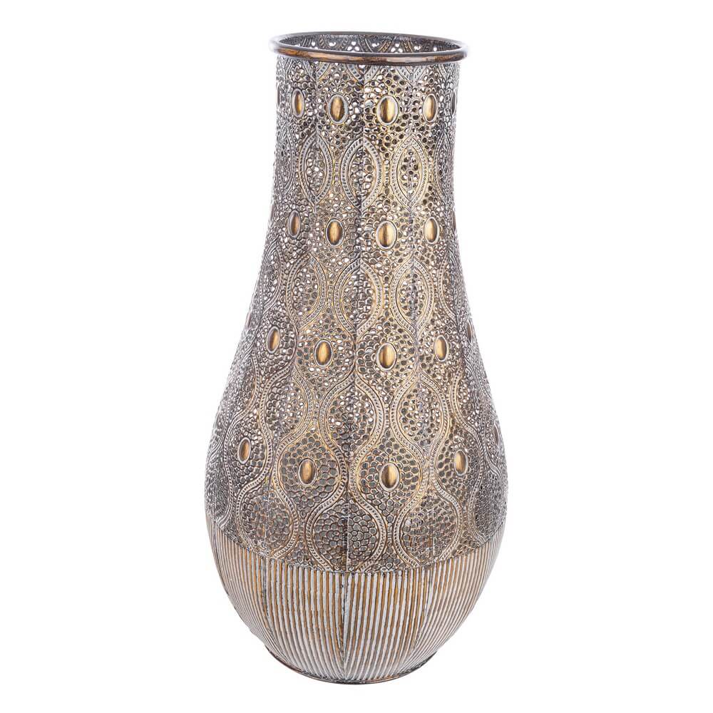 Set di 2 Portacandele in Metallo Brunito Stile Orientale Grande - SOPHIE