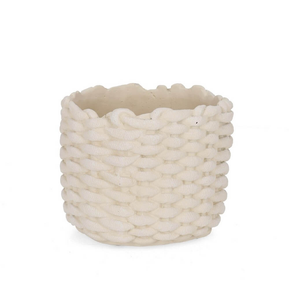 Vaso da Interno in Cemento Effetto Intreccio Colore Avorio - SERAFIM