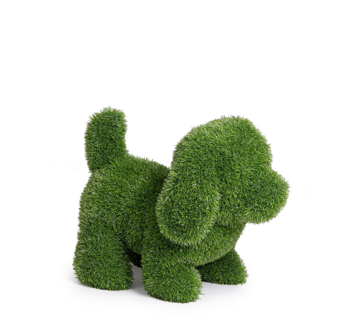Set di 2 Sculture Decorative Cane in Erba Sintetica 50x46h - ERBA