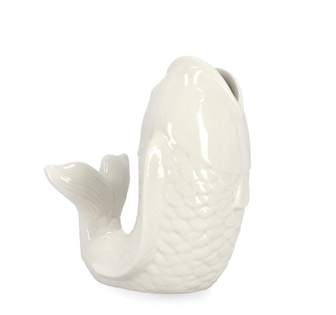 Set di 2 Vasi in Porcellana Bianca a Forma di Pesce H22,5 cm - RHIVER