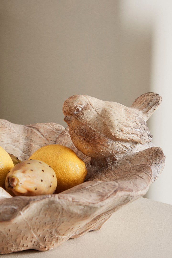 Set di 3 Piatti Decorativi in Magnesia a Forma di Fiore con Uccellino - BLOSSY