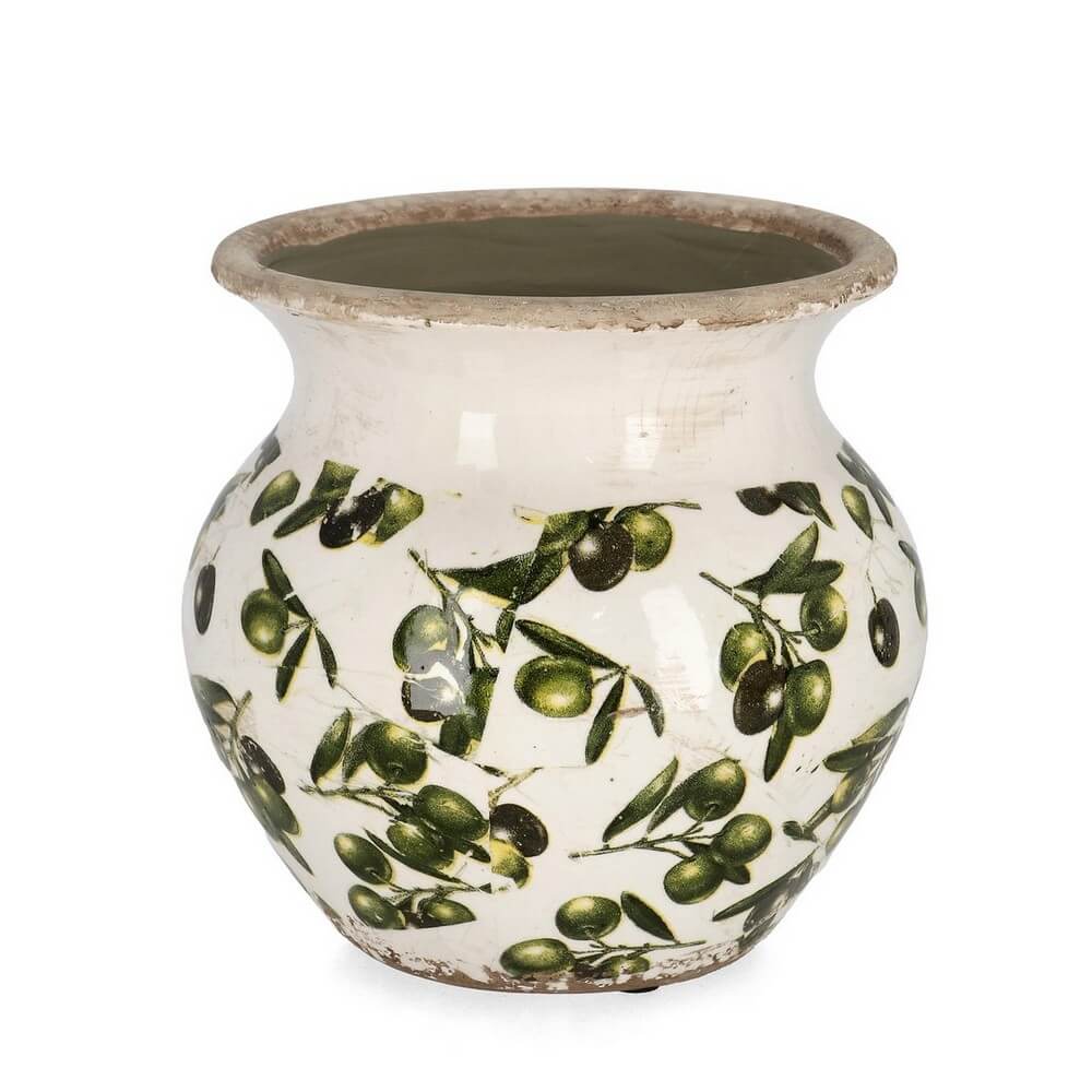 Vaso in Porcellana con Decoro Olive Stile Mediterraneo - OLYVIA
