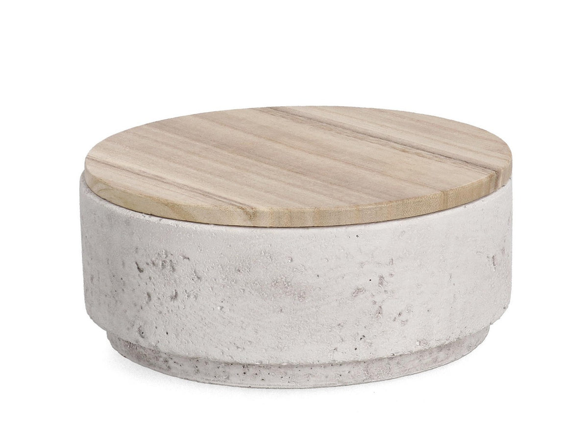 Set di 4 Candele con Coperchio in Cemento e Legno 520g - CHRISTINA
